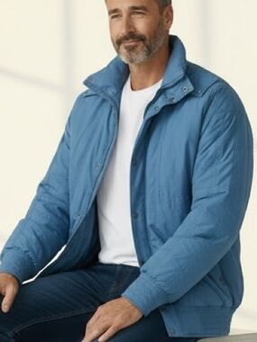 Vintage Pyrenex French Goose Down Bomber Jacket Blue | Made in France EU 52 L/XL